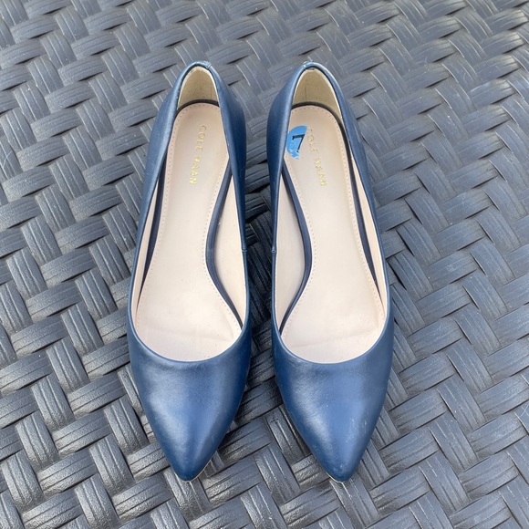 Cole Haan Navy Pointed Toe Pumps - Picture 1 of 4